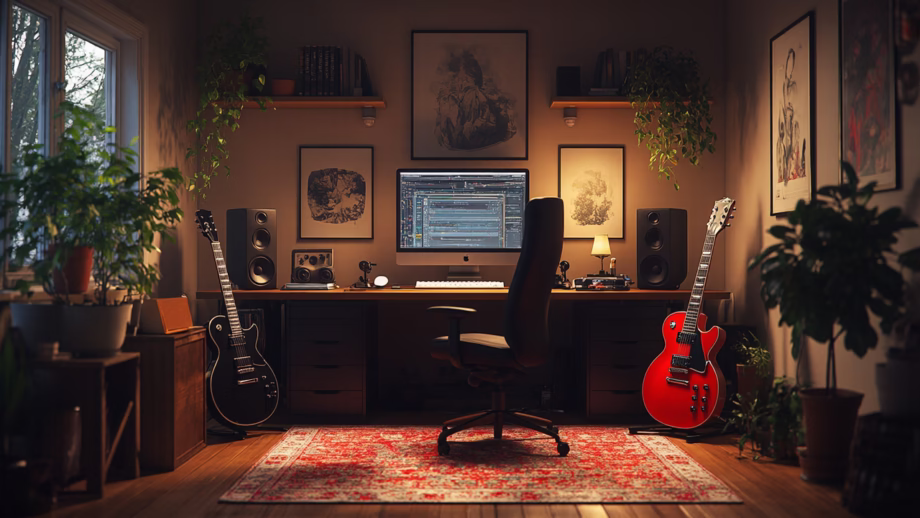 AI-generated photorealistic guitar-related image